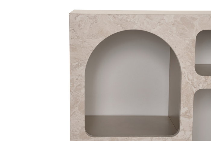 Hanah Home - Consola Travertine, 80x74x37 cm, Color Travertino y Arenisca, Material Melamina, Diseño Moderno de Mármol